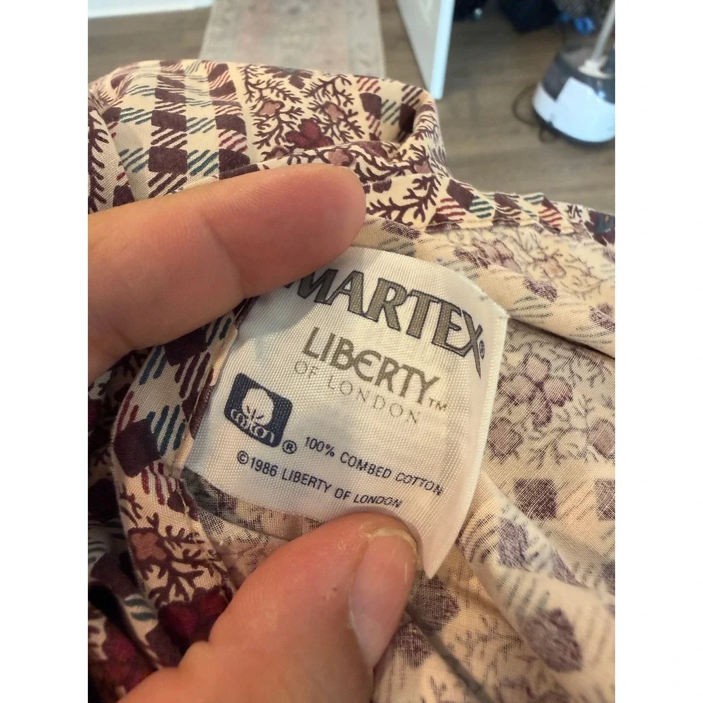 Vintage 1986 Martex Liberty of London Queen Flat Sheet Cotton Paisley Floral